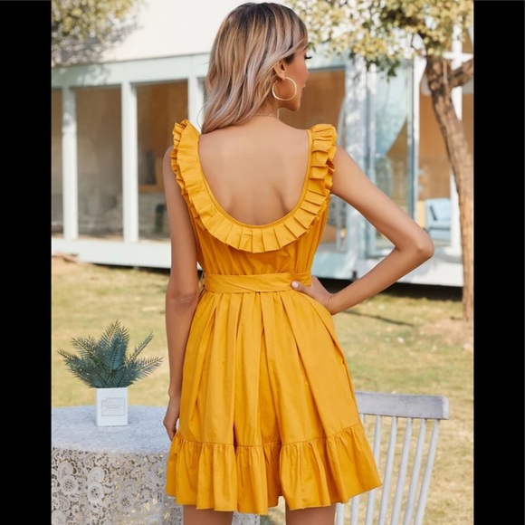 Flounce Hem Ruffled Dress 100% Cotton - Picture 4 of 8